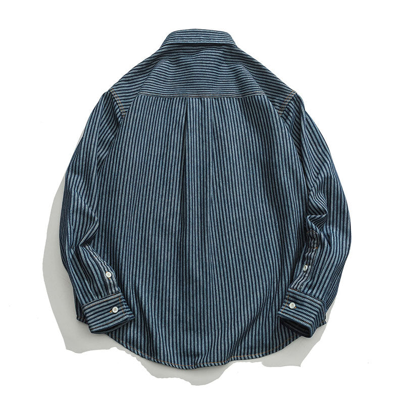 Blue Border Stripe Pocket Skipper Shirt