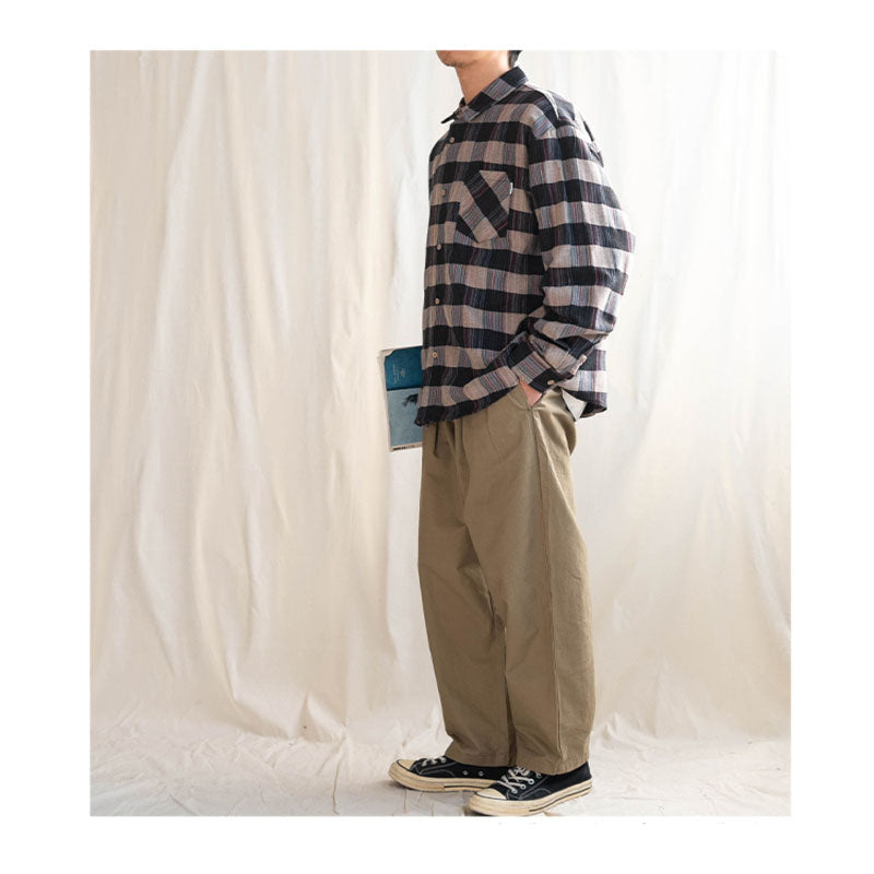Jacquard colorful check long-sleeved shirt