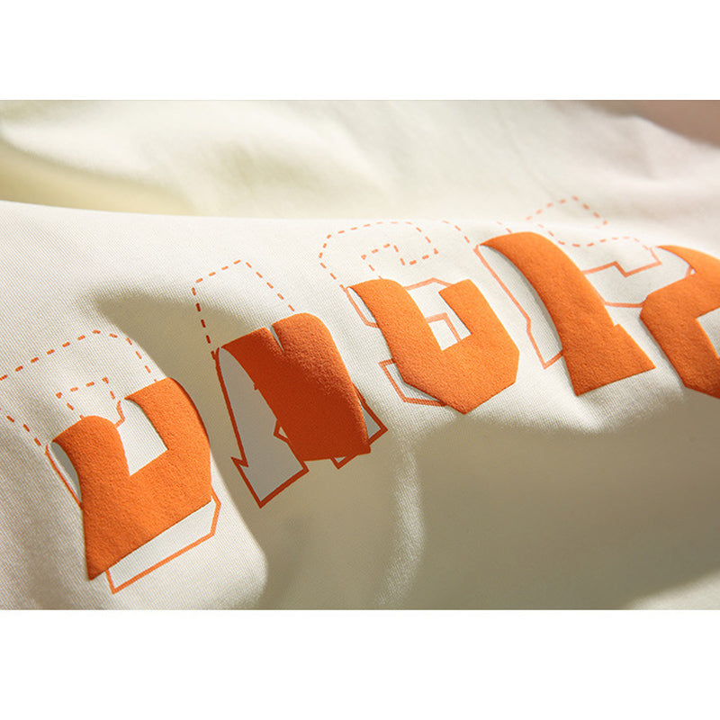 夏新作 250G 綿 切替 立体アルファベット Tシャツ