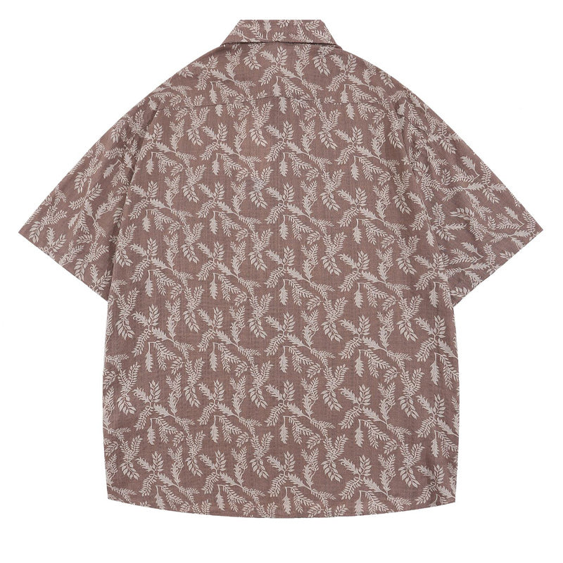 Retro floral print aloha short sleeve shirt