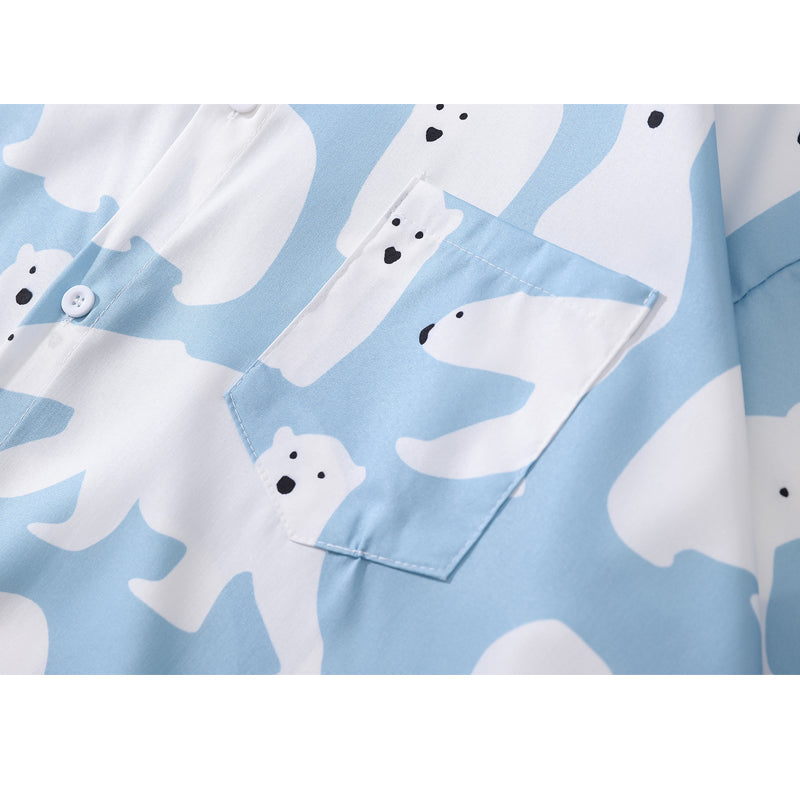 New summer polar bear print short sleeve shirt