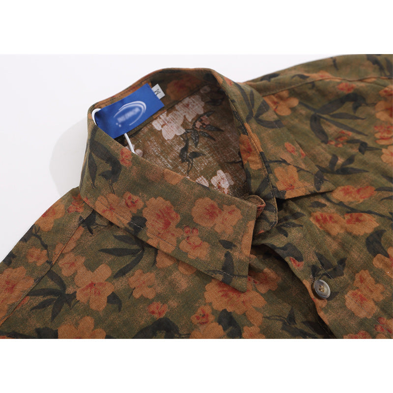 New! INS Popular Retro Floral Short Sleeve Shirt