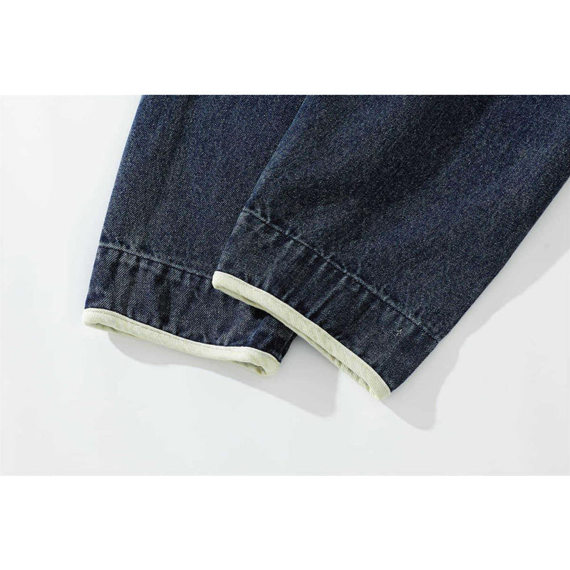 Chinese Button & Zip Collarless Denim Jacket