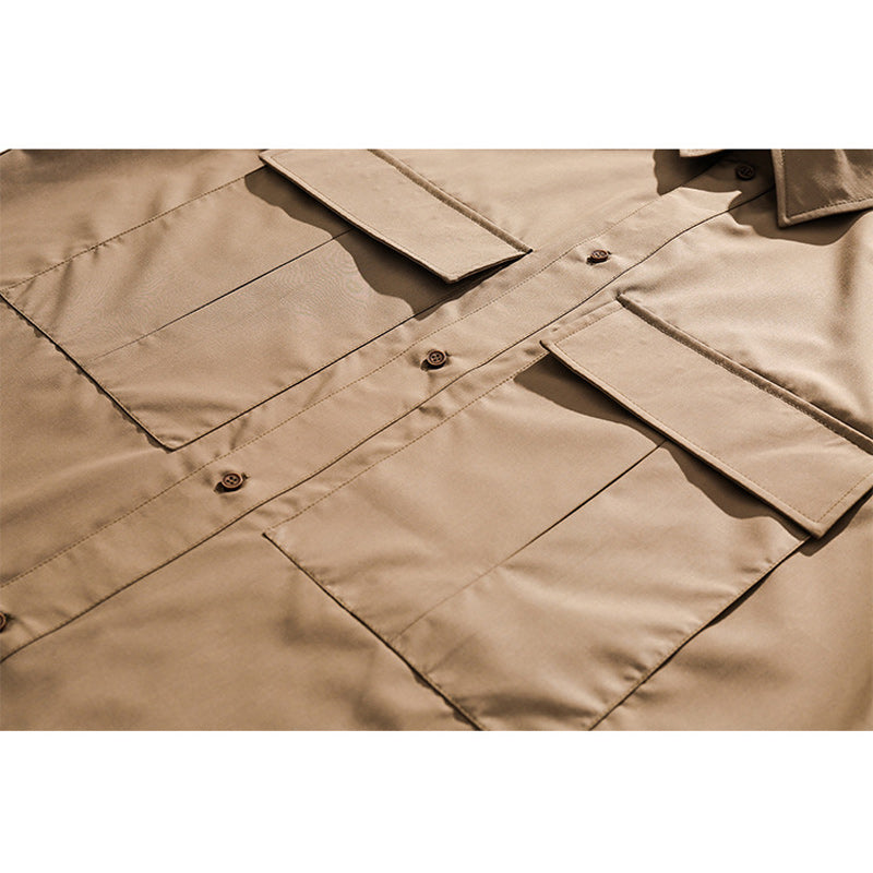 Choose from three colors. Solid color short-sleeved work shirt with pocket.