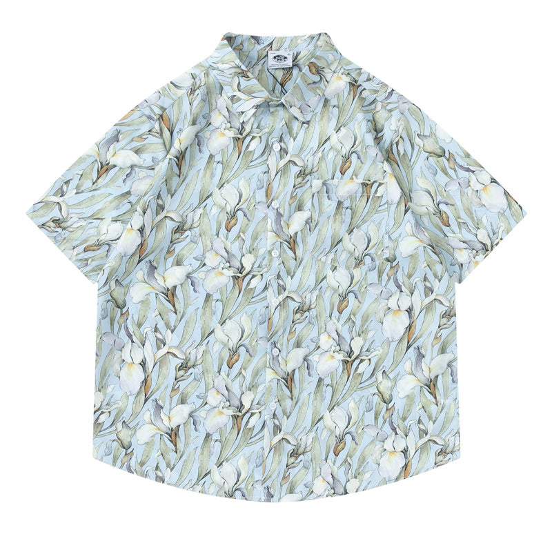 Vintage floral print aloha short-sleeved shirt