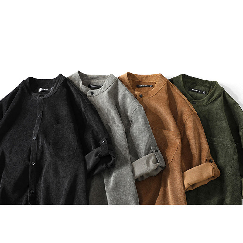 New for summer: Solid color, collarless, short-sleeved shirts M-5XL