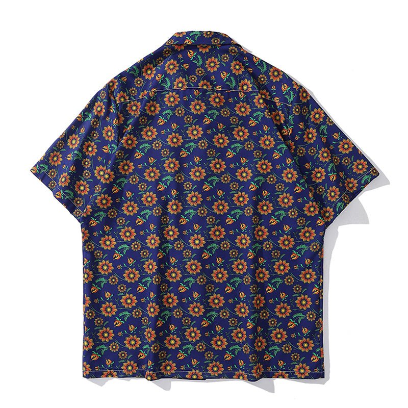 Retro floral short-sleeved shirt