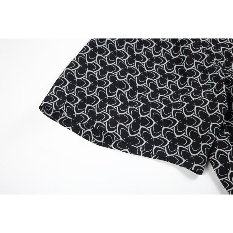 Geometric print draped short sleeve shirt