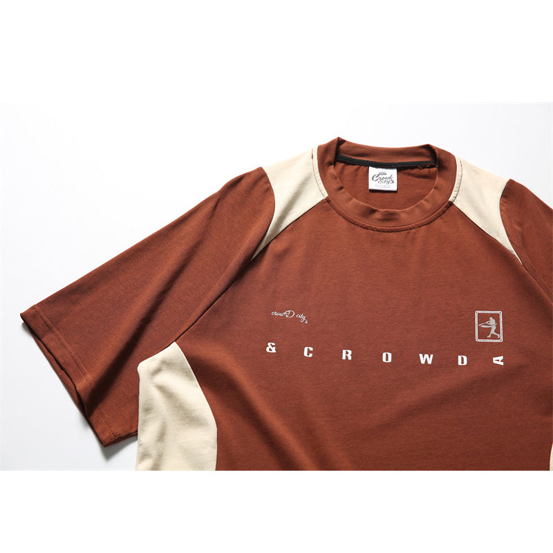 夏新作配色100%コットンアルファベットTシャツ