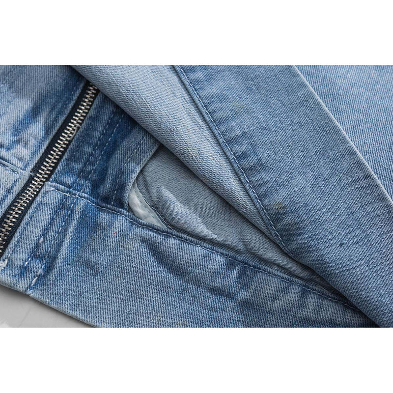 Orange corduroy washed denim jacket
