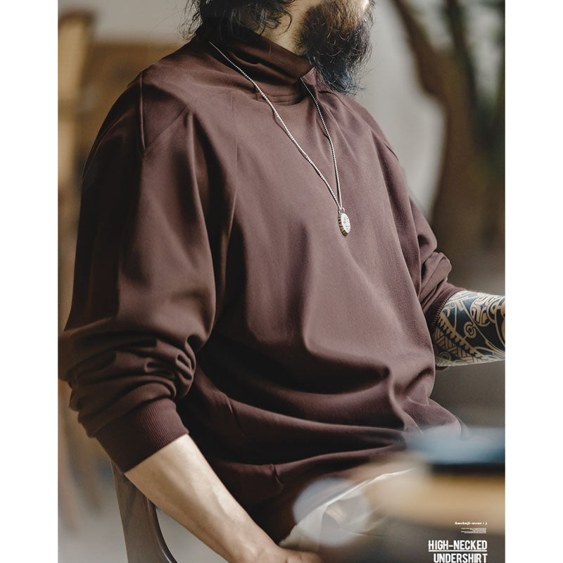 微起毛ハイネックドラロンライクアンダーTシャツ