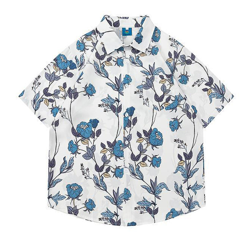 Hawaiian print floral all-over short-sleeved shirt