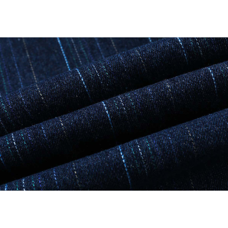 Gradient Washed Striped Stitch Denim Tailored Jacket