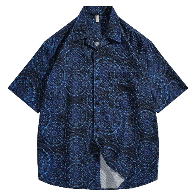 New for summer: ethnic print short-sleeved shirt