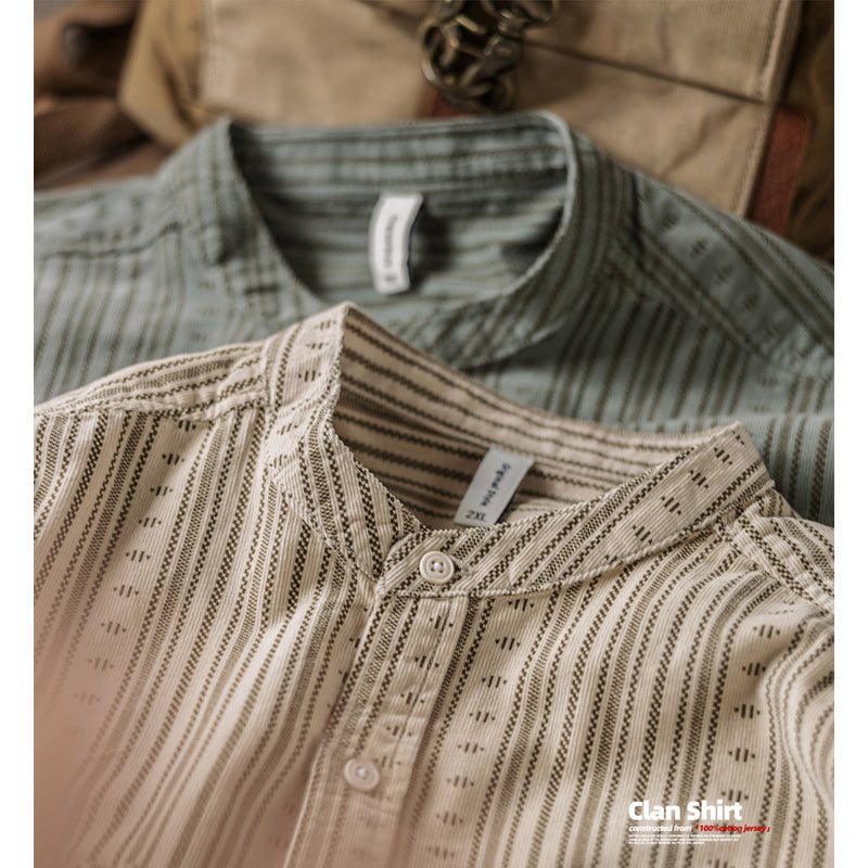 Ethnic Stripe Corduroy Henley Shirt