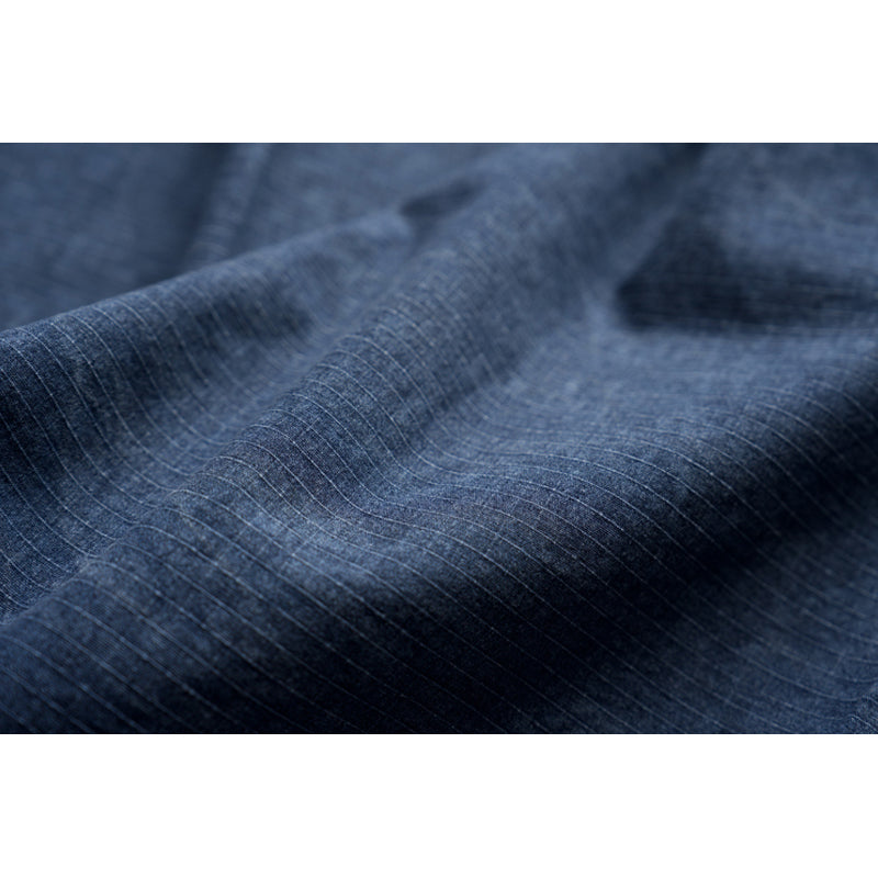 Elbow patch checkered indigo dyed shirt