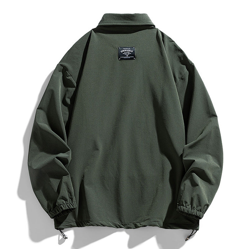 Retro-style pullover long-sleeved work shirt