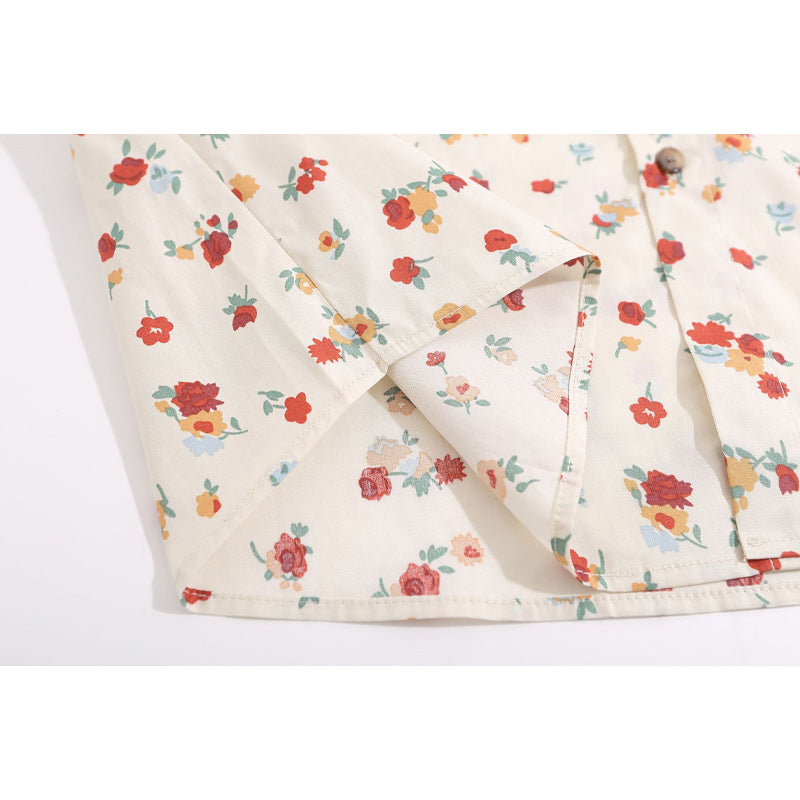 Hawaiian rose print short-sleeved shirt