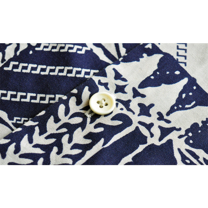 Choose from two botanical print aloha shirts