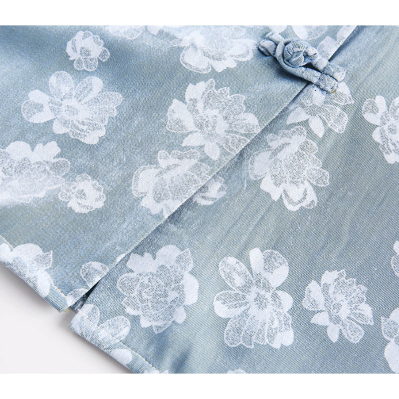 New for summer: ethnic-style button-down short-sleeved shirt