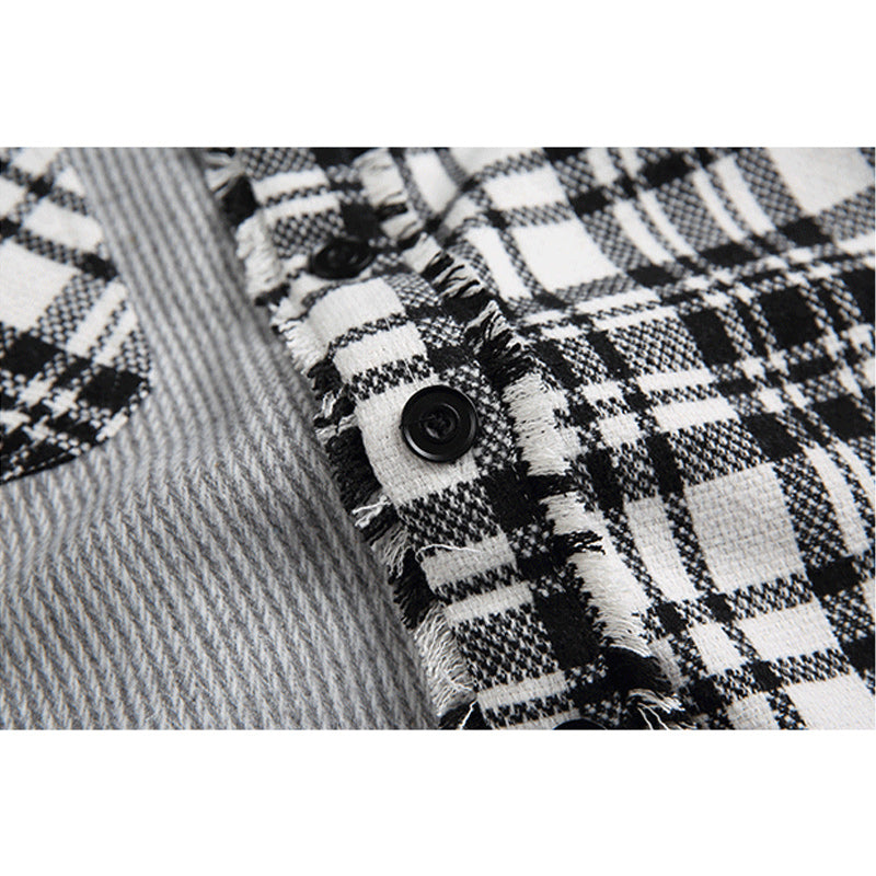 Fashion check pattern long sleeve shirt
