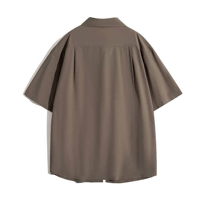 Plain casual half-sleeve men's shirt
