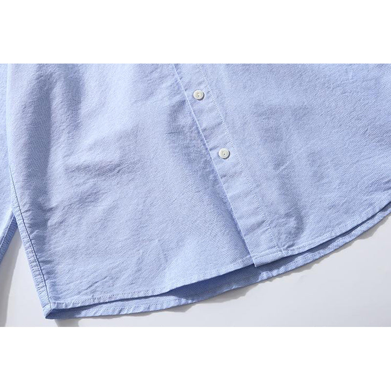 American casual plain classic blue long sleeve shirt