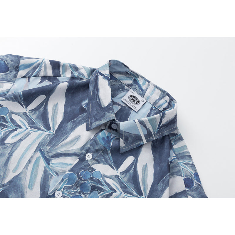 New for summer: Oil painting style floral print short sleeve shirt