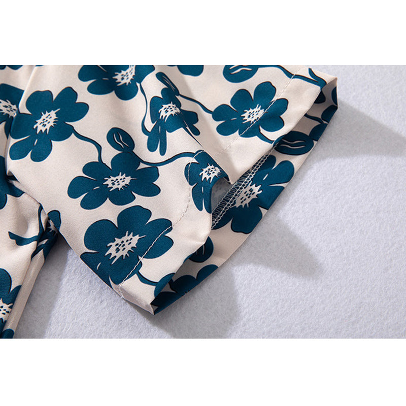 Cuban color floral print aloha shirt short sleeve