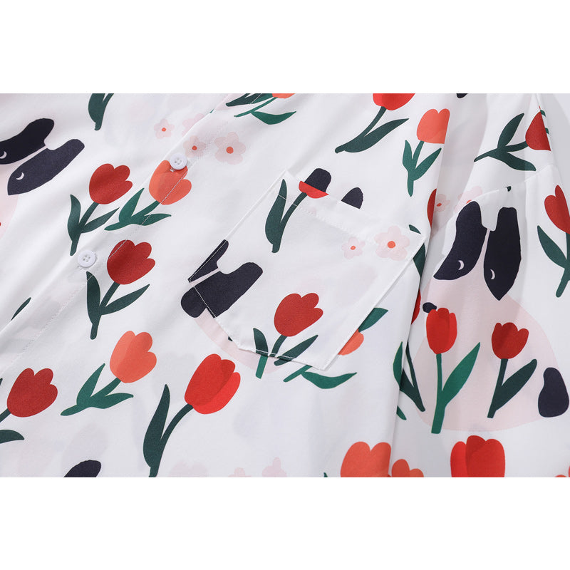 New for Autumn: "Dog and Flower" All-Over Print Long Sleeve Shirt