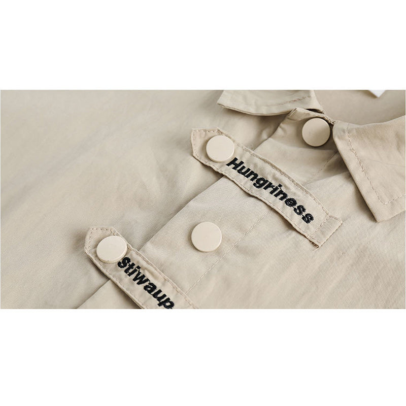 Functional pocket plain casual short sleeve shirt