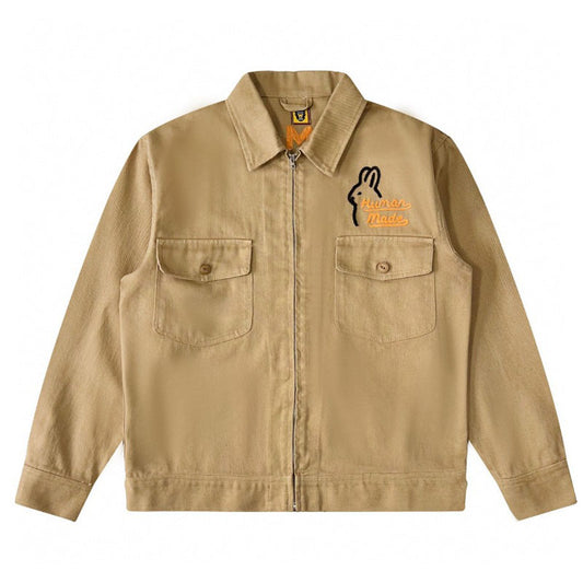 Retro Rabbit Embroidered Cargo Jacket