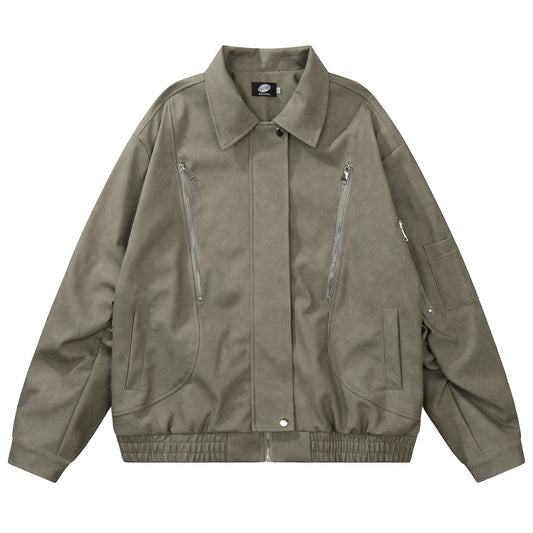 American casual simple classic leather jacket