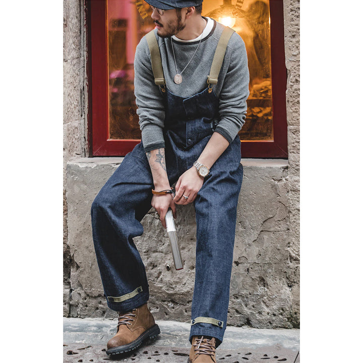 American Retro Navy Deck Overalls Denim