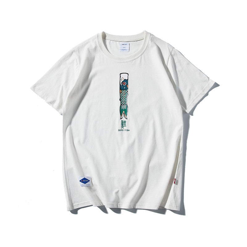Cute carp print casual T-shirt