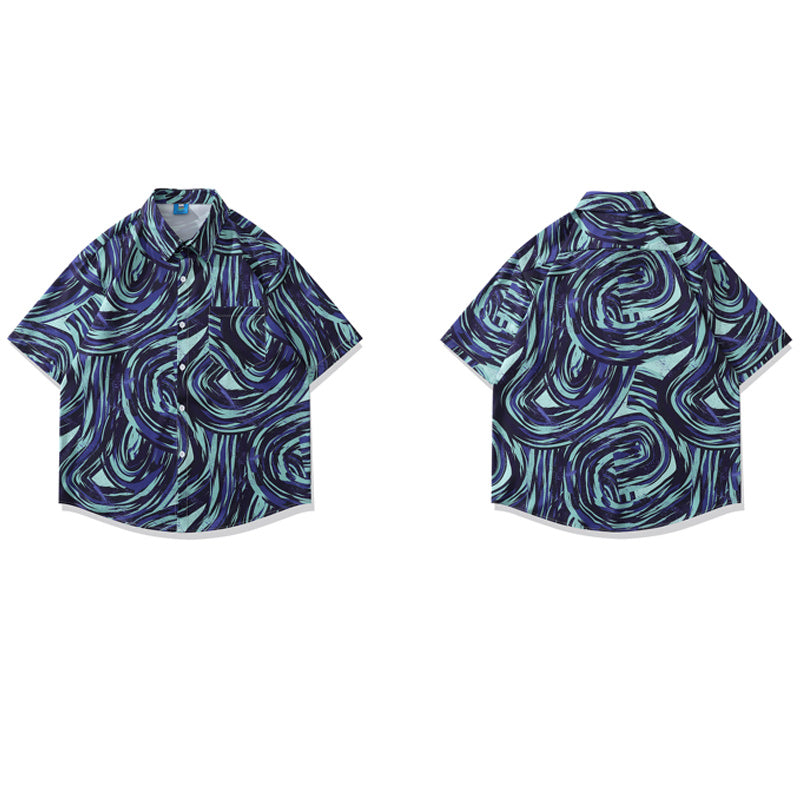 Geometric all-over print aloha shirt