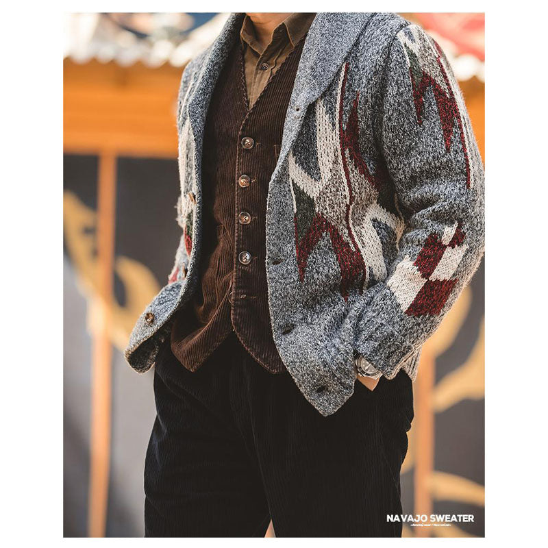 Navajo sweaterアメカジ エスニック風 へちまカラー ニットセーター