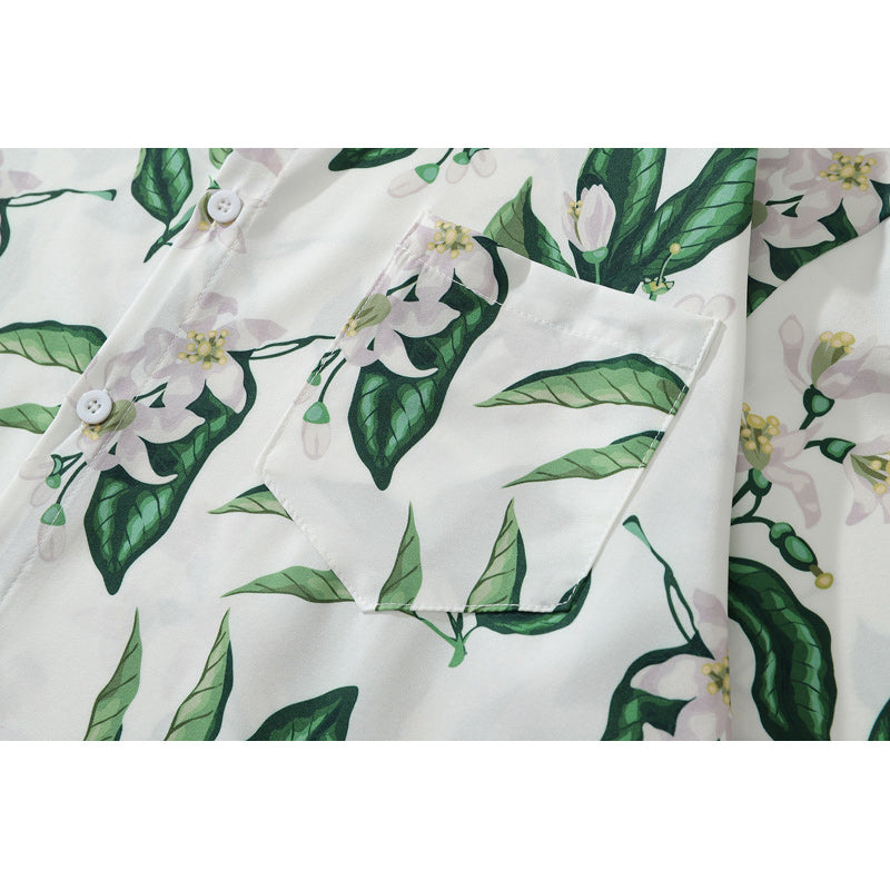 Fresh Hawaiian floral short-sleeved shirt