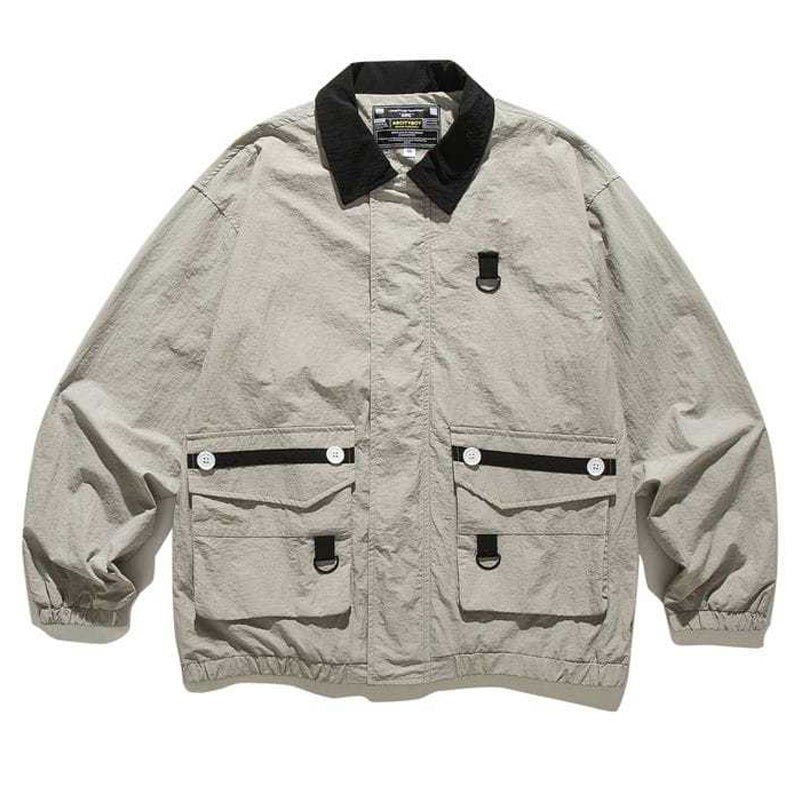 Simple retro color-coordinated neck jacket
