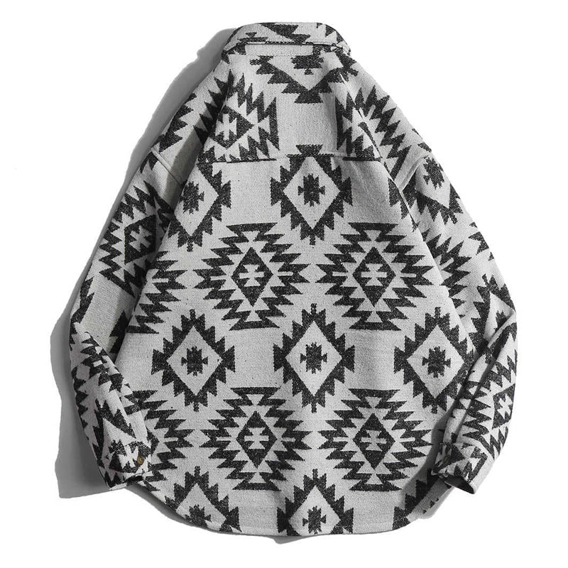 One-tone NAVAJO all-over print wool-blend tweed overshirt
