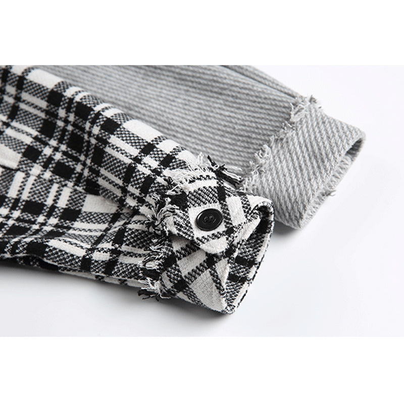 Fashion check pattern long sleeve shirt