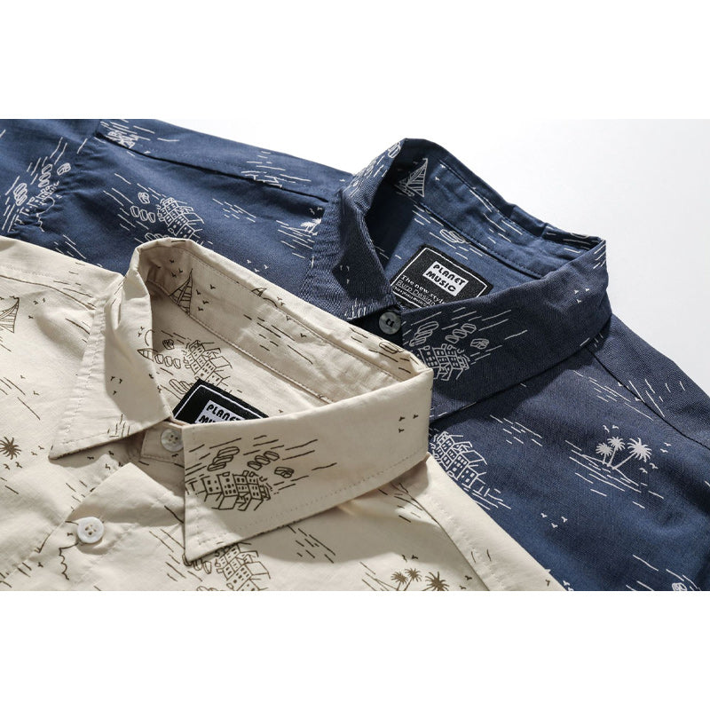 Casual all-over print aloha shirt
