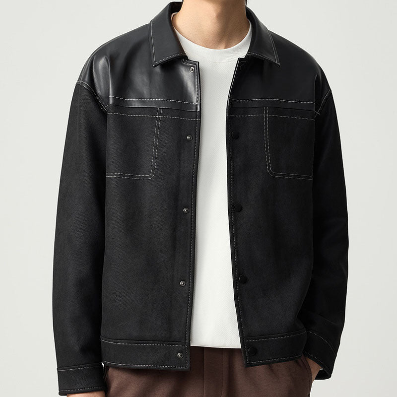 Suede PU switching skipper jacket