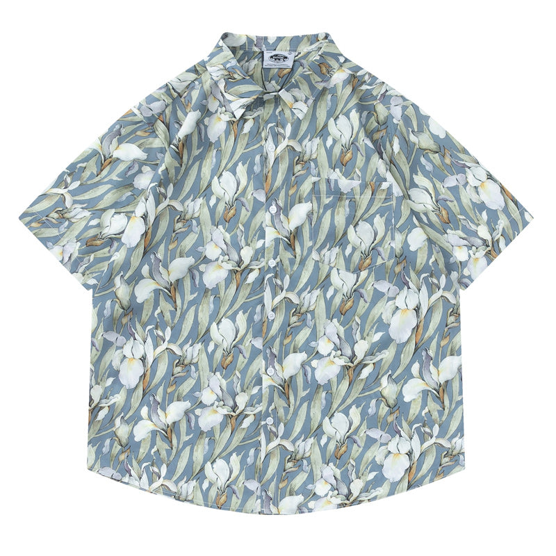Vintage floral print aloha short-sleeved shirt