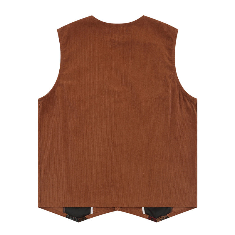 Corduroy print V-neck vest