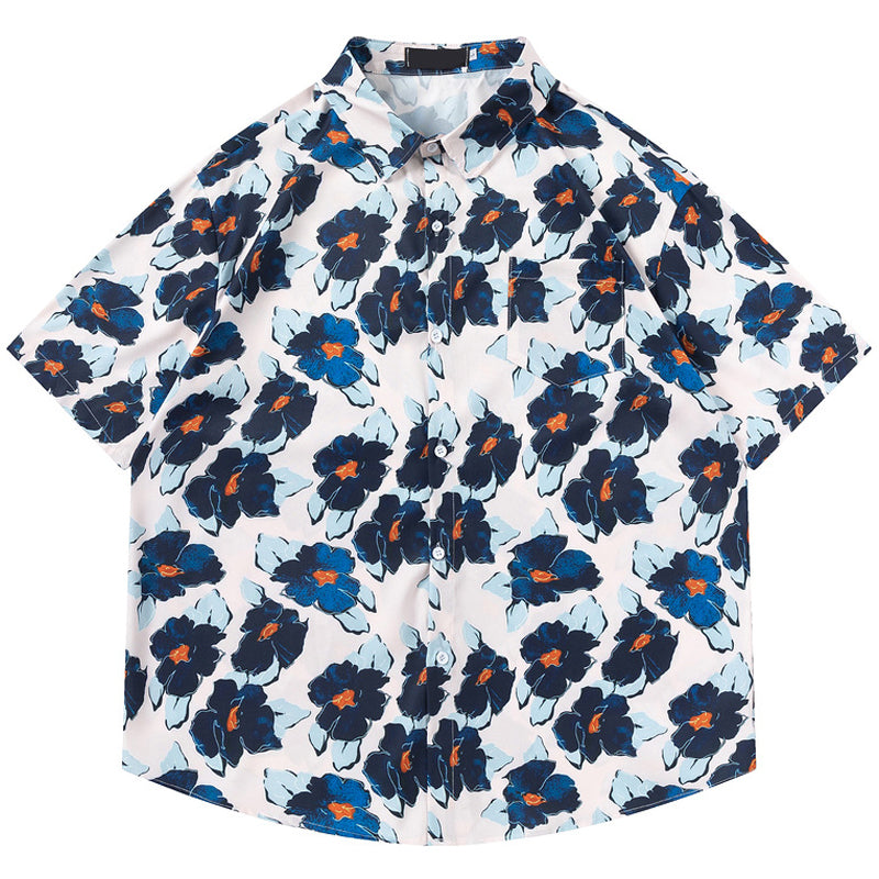 New for summer: Graffiti floral print short-sleeved shirt