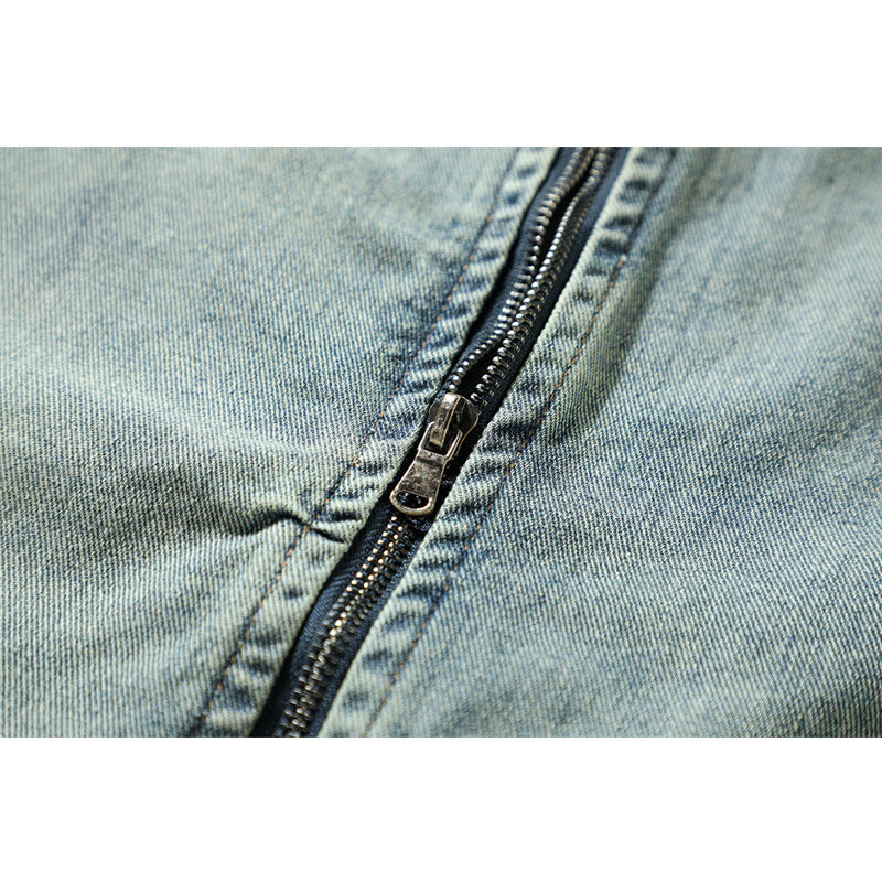 Denim Wash Zipper Vest