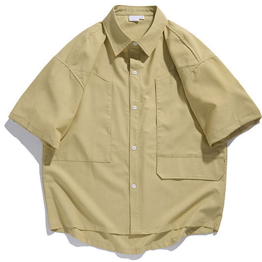 New for summer: Solid color big pocket short sleeve shirt