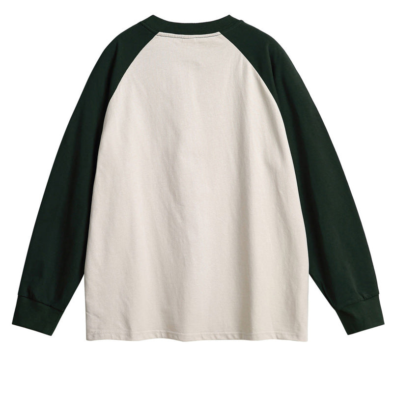 Four-color long-sleeved T-shirt with contrasting colors