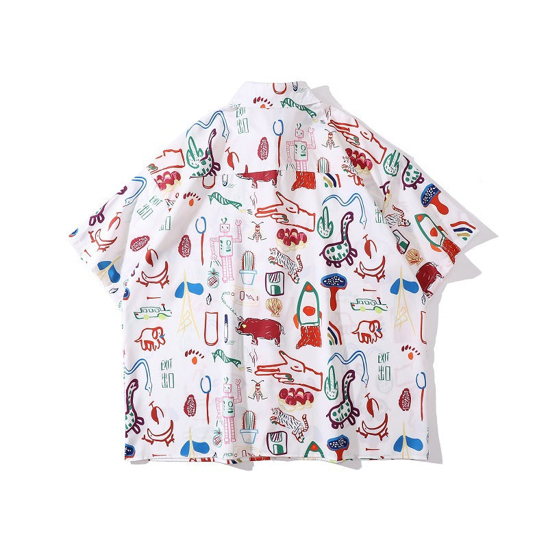 New for summer: Graffiti print short-sleeved shirt